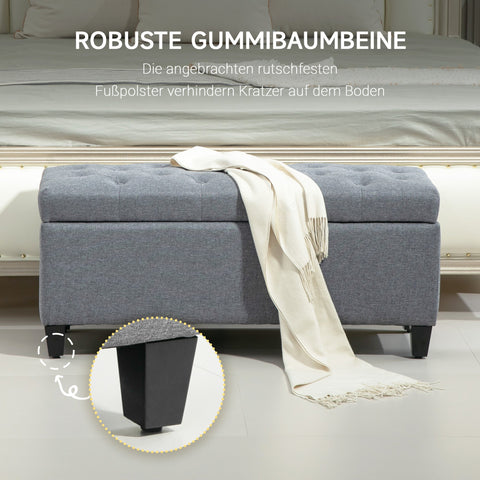 Rootz Upholstered Storage Bench - Entryway Bench - Bed Bench - Ample Storage - 100cm x 40cm x 44cm