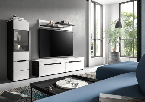 Rootz Living Room Combo Set - Display Cabinet - Wall Shelf - Enhances Cozy Ambiance - 221x141x33cm