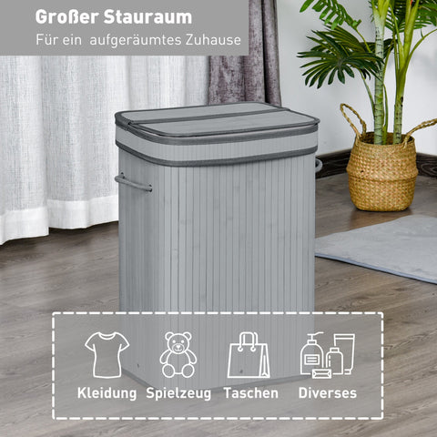 Rootz Laundry Basket - Washing Collector - Laundry Box - Water-Repellent - 70L, 40 x 30 x 60 cm, Grey