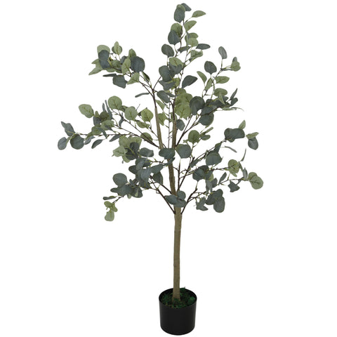 Rootz Artificial Plant - Art Tree - Natural Decor - Maintenance-Free - 150cm Tall with Cement Pot - Green Eucalyptus