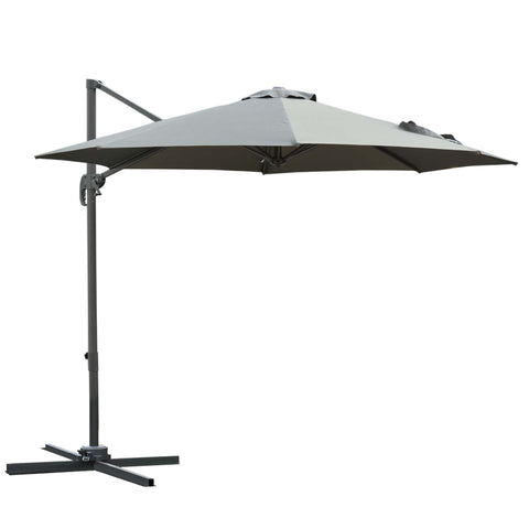 Rootz Swivel Arm Parasol - Tilting Garden Parasol - 360° Rotatable Umbrella - Durable Aluminum Frame - Ø 2.95 x 2.5H m,  Grey