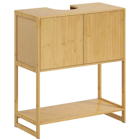 Rootz Bathroom Base Cabinet - Vanity Unit - Under Sink Storage - Durable Bamboo MDF - 70W x 33D x 79.5H cm