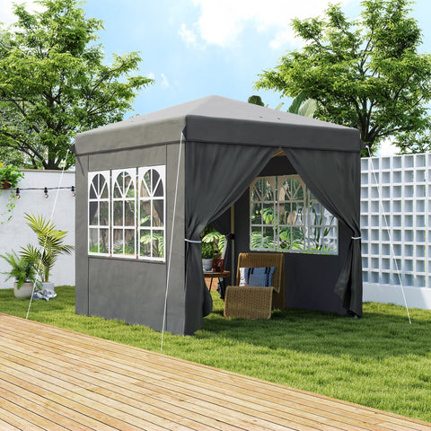 Rootz Pop Up Gazebo - Garden Tent - Outdoor Pavilion - UPF50+ UV Protection - Dark Grey - 250L x 250W x 268H cm
