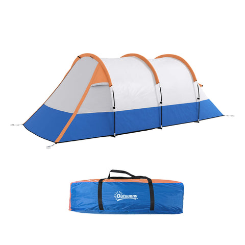 Rootz Camping Tent - Outdoor Shelter - Waterproof Tent - Lantern Hooks - Fits 3 People - 420cm x 200cm x 150cm - Orange