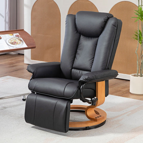 Rootz Recliner Chair - TV Armchair - Lounge Chair - Compact Size - 135° Recline - 360° Rotating Base - Faux Leather - 78cm x 88cm x 103cm