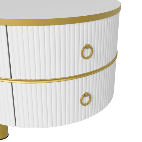 Rootz 2-in-1 Coffee Table Set - Marble Pattern - High Gloss Tables - Space Saving - 70x70x46cm & 50x50x40cm