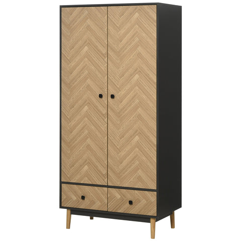 Rootz Wardrobe With 2 Doors - Bedroom Cabinet - Storage Solution - Spacious - 90 W x 50 T x 190 H cm