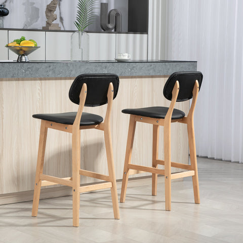 Rootz Set of 2 Bar Stools - High Chairs - Seating Stools - Comfortable Footrest - 42W x 47D x 92H cm