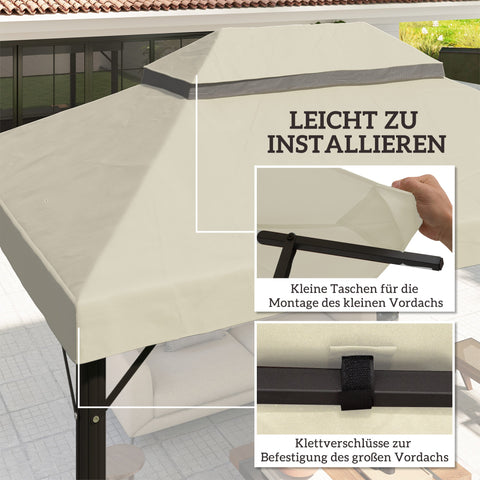 Rootz Gazebo Replacement Roof - Tarpaulin - Pavilion Roof - Sun Protection UPF30+ - 400cm x 300cm - White