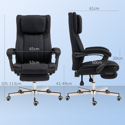 Rootz Ergonomic Office Chair - Rotatable Seat - Adjustable Height - Linen Fabric - 65x61x105-113cm - Supports Intensive Seating