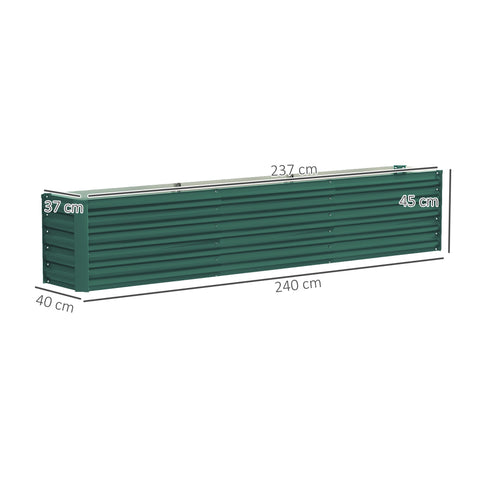 Rootz Raised Garden Bed - Elevated Planter - Galvanized Steel Bed - Rust Resistant - 240cm x 40cm x 45cm