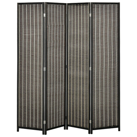 Rootz Foldable Room Divider - Privacy Screen - Paravent - High-Quality Wood/Bamboo - 180cm x 180cm - Brown/Black