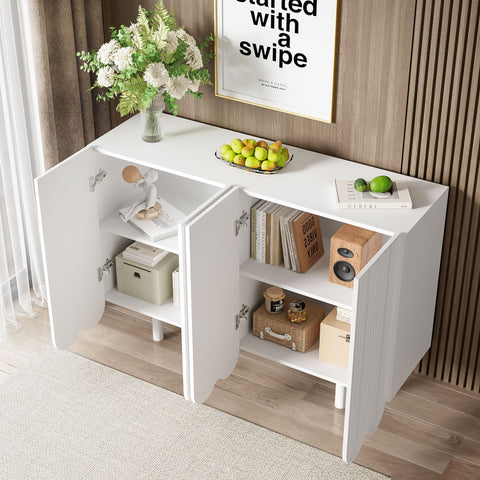 Rootz White Sideboard - Elegant Storage Unit - Modern Buffet - Quiet Operation - 120x37.5x80.8 cm