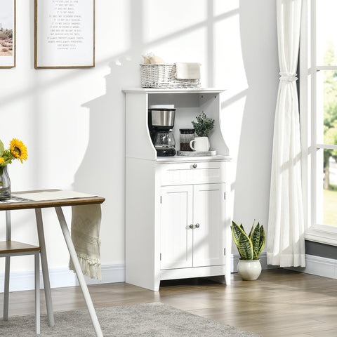 Rootz Microwave Cabinet - Kitchen Storage - Pantry Cupboard - Waterproof MDF - 60 x 40 x 122.5 cm - Ultra-Convenient & Organized Space