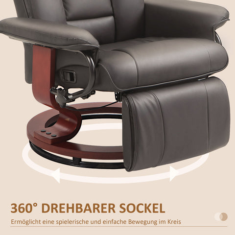 Rootz Reclining Relaxation Chair - TV Armchair - Cinema Chair - 360° Rotatable - Faux Leather - 78cm x 88cm x 103cm