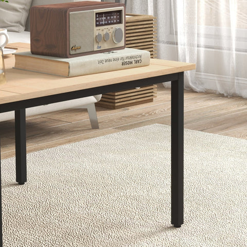 Rootz Retro Coffee Table - Elegant Side Table - Stylish Living Room Table - Natural Fir Wood & Iron - 70cm x 70cm x 45cm - Strong Support - Generous Table Top - Floor Protection