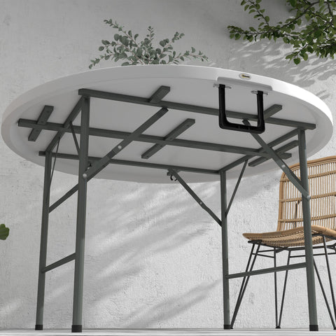 Rootz Round Garden Table - Foldable Outdoor Table - Metal & HDPE | Easy-Clean, Durable - Ø122cm x 73cm
