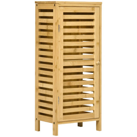 Rootz Bathroom Cabinet - Slatted Door - Adjustable Shelf - Natural Bamboo - 30x19.9x70 cm