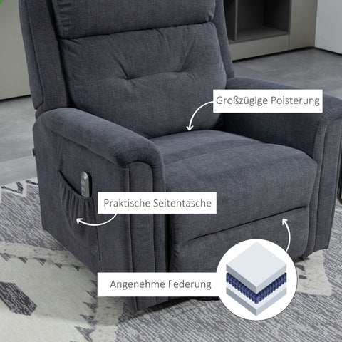 Rootz Relaxation Chair - Stand-Up Chair for Seniors - Recliner with Remote Control - Effortless Standing Aid - Adjustable Backrest - Practical Side Pockets - 92cm x 87cm x 108cm (Upright) - 92cm x 178cm x 56cm (Lying Down) - 92cm x 96cm x 143cm (Raised)