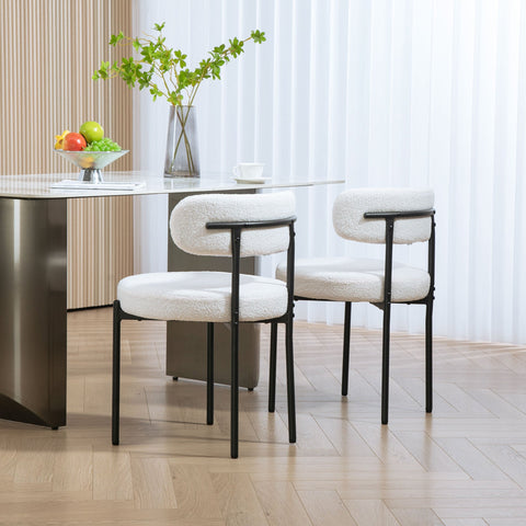 Rootz 2 Set Dining Chairs - Kitchen Chairs - Upholstered Seats - Comfort & Style - 51cm x 51cm x 76cm - White