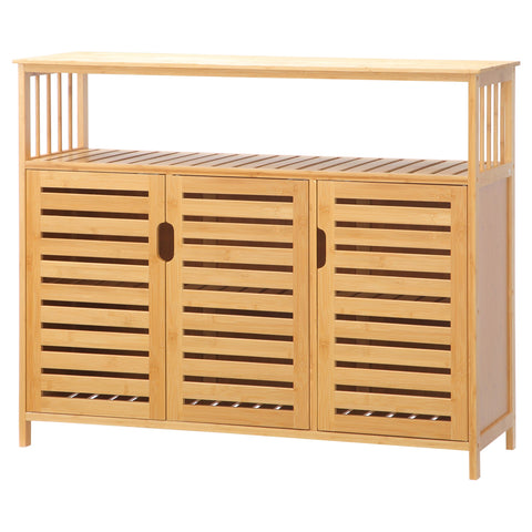Rootz Buffet Storage Cabinet - Bamboo Sideboard - Kitchen Cupboard - Robust Design - 100 x 35 x 82 cm Brown