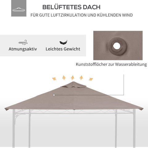 Rootz Gazebo Roof Replacement - Canopy Cover - Pavilion Top - Durable & Weather-Resistant - Water & UV Resistant - Easy Installation - L298 x W295 cm - Polyester Fabric