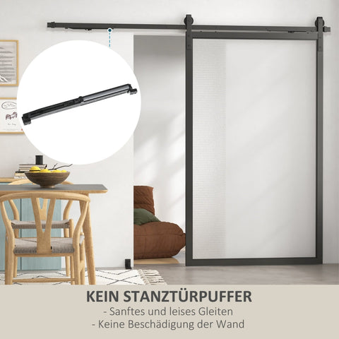 Rootz Sliding Door Hardware Kit - Barn Door System - Carbon Steel - Space Saving - Modern Style - 244cm x 0.5cm x 4cm