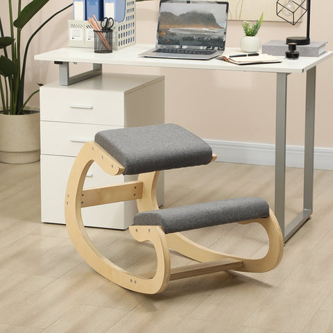 Rootz Ergonomic Rocking Knee Stool - Posture Chair - Kneeling Seat - Back Pain Relief - Birch Frame - 54.5W x 85D x 54H cm
