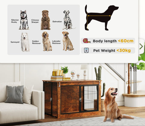 Rootz Dog Transport Box - Stay Box for Pets - Secure Doors - Robust Design - 98 x 60 x 65.5 cm - Brown