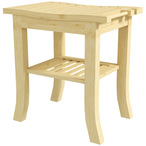 Rootz Bamboo Shower Stool - Bath Bench - Wooden Seat - Durable Bamboo - 42L x 29W x 43H cm