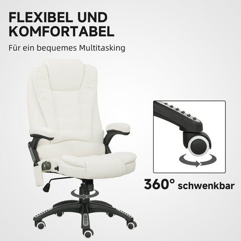 Rootz Office Chair with Massage - Ergonomic Desk Chair - Executive Seating - Enhances Relaxation -White - 68cm x 72cm x 110–120cm