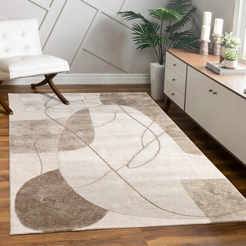 Geometric & Botanical Pattern Rug – Soft, Durable – Modern Elegant Design