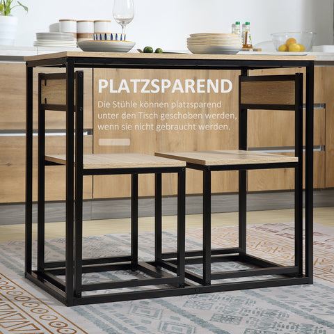 Rootz Dining Table Set - Compact Dining Chairs Set - Stylish Brown Kitchen Furniture - Space-Saving Design - 90cm x 47cm x 76cm