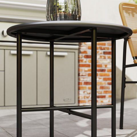 Rootz 3-Piece Rattan Bistro Set - Garden Seating - Outdoor Furniture - All-Weather Rust Resistant - 54cm x 66cm x 76cm - Yellow