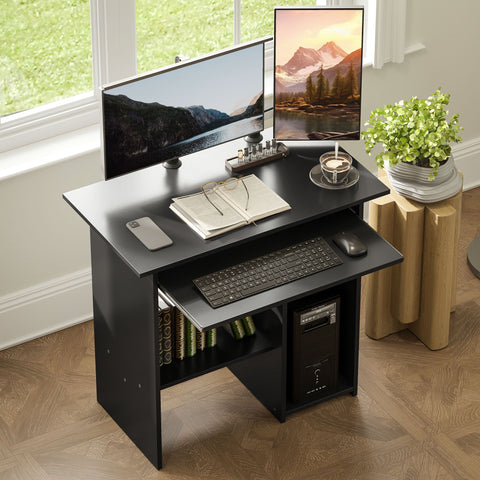 Rootz Computer Desk - Office Table - Workstation - Compact Design - 80 x 45 x 75 cm - Black