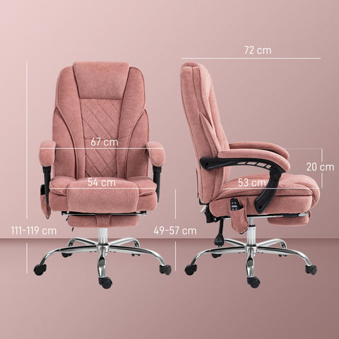 Rootz Massage Office Chair - Ergonomic Desk Chair - Pink Rolling Chair - Massage & Comfort - 67cm x 72cm x 111-119cm