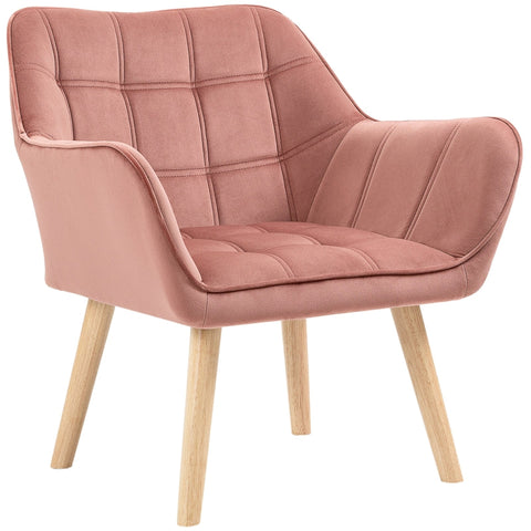 Rootz Scandinavian Style Lounge Chair - Upholstered Chair - Reading Chair - Rubberwood Legs - Velvet Surface - 67cm x 61.5cm x 71cm