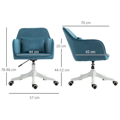 Rootz Velvet Office Chair - Ergonomic Desk Chair - Swivel Chair - Massage Function - Adjustable - 55W x 70D x 78-86H cm