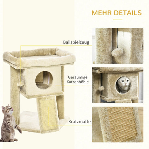 Rootz Cat Scratching Post - Cat Play Station - Cat Rest Station - Ultimate Play - Claw Sharpening - High-Quality Construction - 40W x 40D x 57H cm