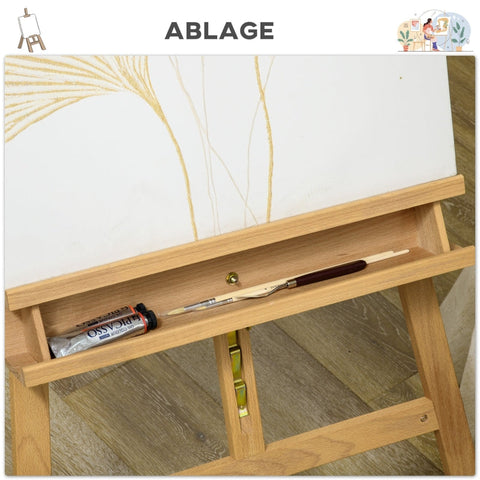 Rootz Beech Wood Easel - Adjustable Height - Painter's Easel - Wedding Sign Stand - Stable Tripod Design - 65cm x 110cm x 180-235cm