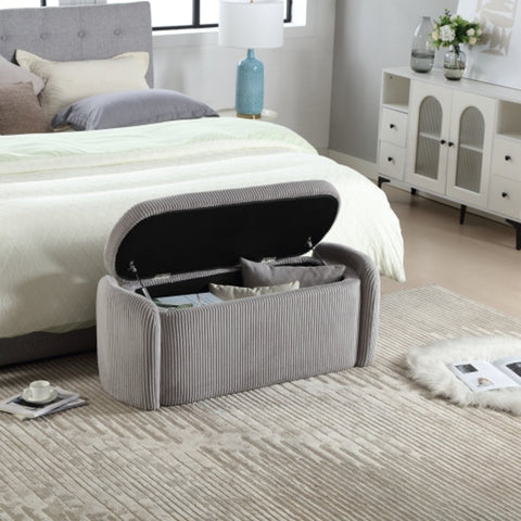 Rootz Modern Storage Stool - Minimalist Ottoman - Velvet Bench - Durable & Comfortable - 112L x 41W x 42H cm