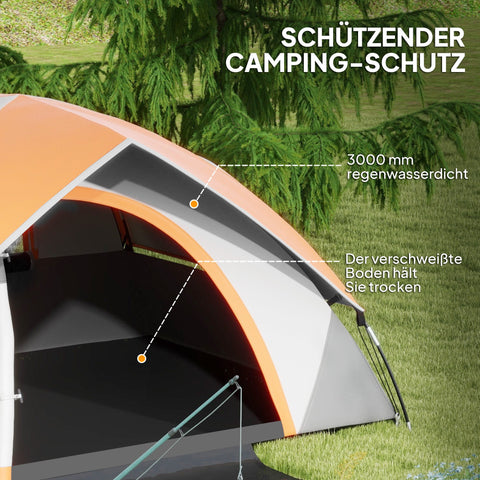 Rootz 2-Person Dome Tent - Family Tent - Waterproof Shelter - Safer Camping - 210cm x 140cm x 110cm - Gray + Rust Red