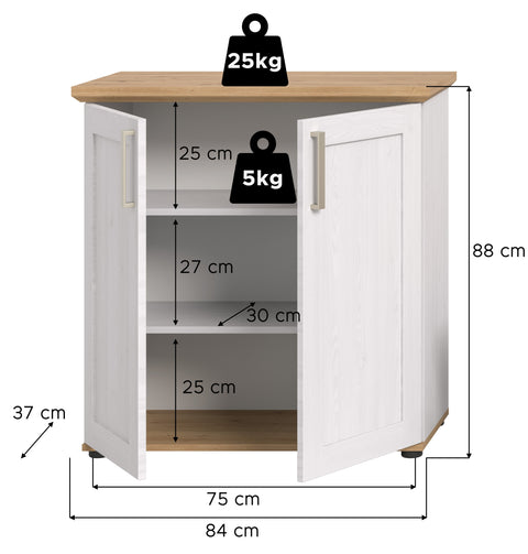 Rootz High board Storage Cabinet - Tall Cupboard - Modern Furniture - Spacious Storage - 84x88x37cm