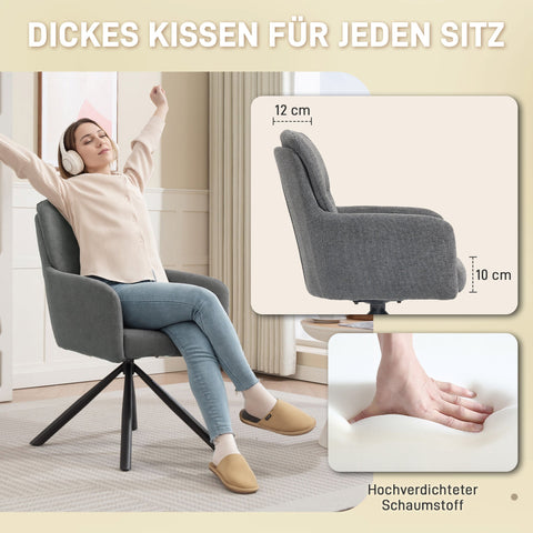 Rootz Padded Dining Chair - Kitchen Chair - Armrest Chair - Thick Padding, Metal Legs, Grey - 57cm x 93cm