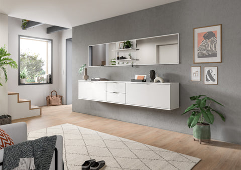 Rootz Wardrobe Combo - Storage Set - Entryway Organizer - High Gloss White - Versatile Design - 236cm x 191cm x 37cm