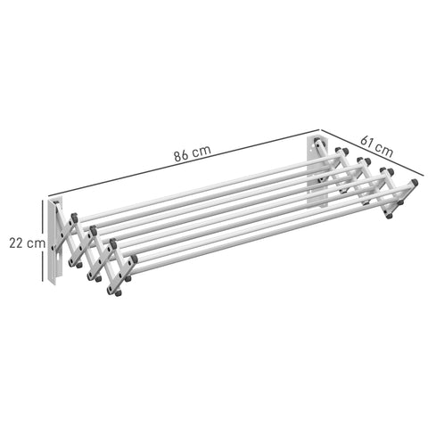 Rootz Adjustable Towel Holder - Laundry Rack - Wall Dryer - Indoor/Outdoor - Aluminum - Silver - 86cm x 61cm x 22cm