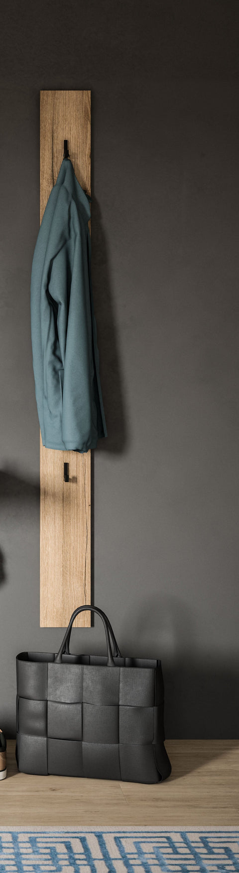 Rootz Hook Panel - Coat Rack - Wall Organizer - Easy Installation - 15x160x2 cm Brown Imitation