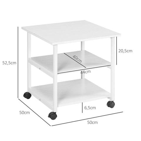 Rootz Printer Rack Trolley - Printer Stand - Storage Shelf - Space Optimizing - 50b x 50t x 52.5H cm