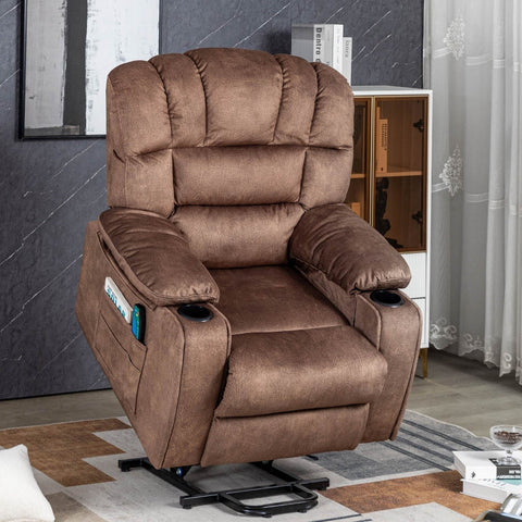 Rootz Electric Adjustable Massage Chair - Velvet Recliner - Relaxation Chair - Ergonomic Heat & Vibration - 84L x 100W x 105H cm