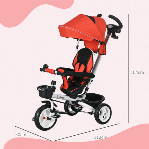 Rootz 6-in-1 Children's Trike - Kids Tricycle - Toddler Bike - Grows with Child - 112cm x 50cm x 104cm - Red